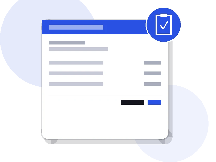 Illustration of an estimate document with a clipboard and checkmark badge