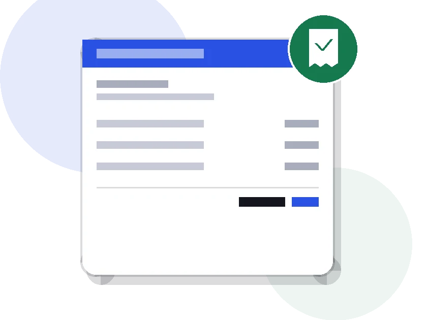 Illustration of a payment receipt document with a checkmark badge