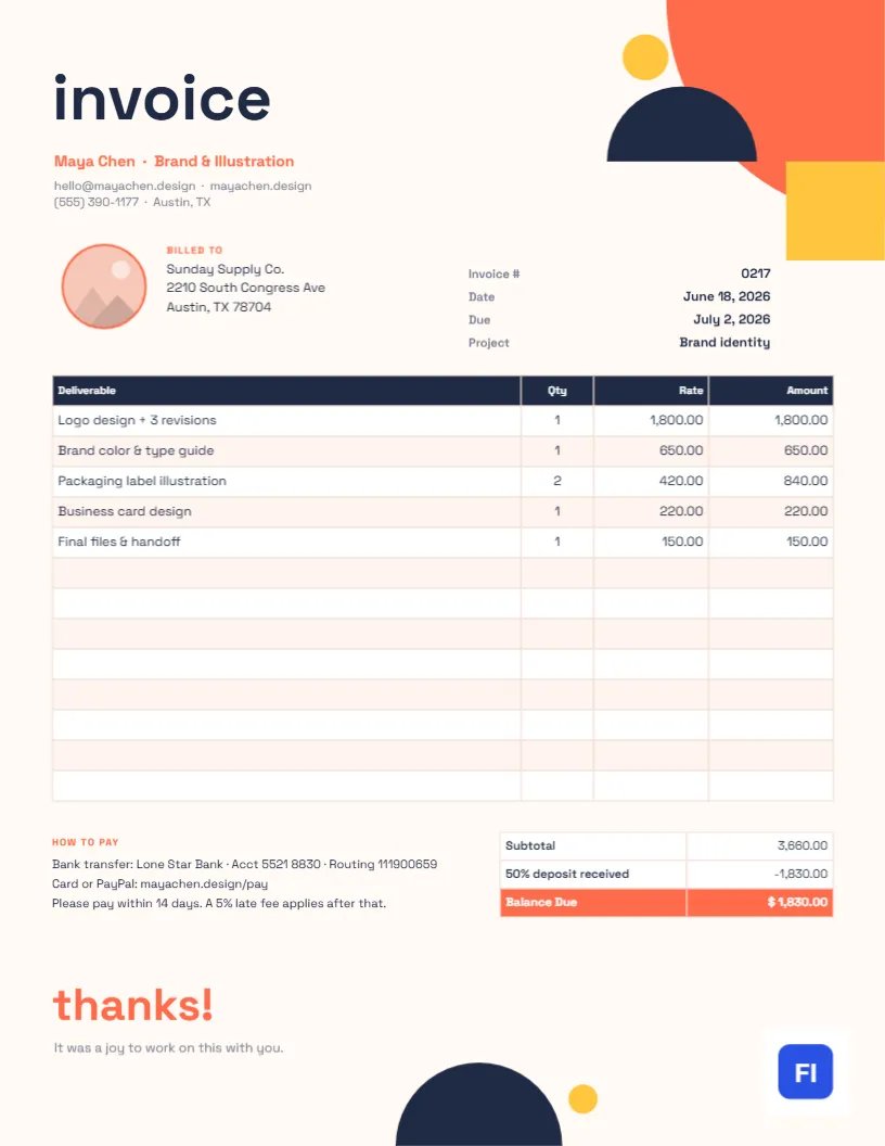 Freelance Designer Invoice Template